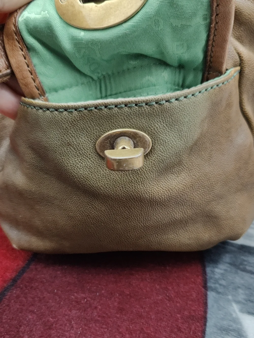 Fossil Mason Satchel Olive Green & Brown Y2k